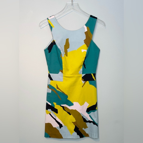 Milly Green Yellow Abstract Print Sheath Dress Size 2 - Picture 12 of 13